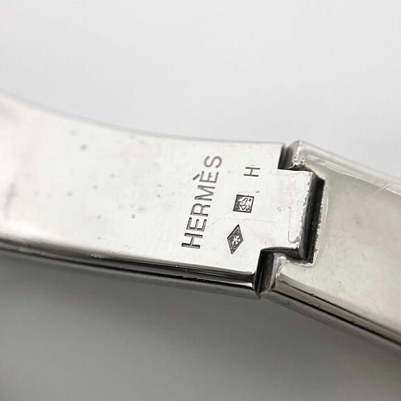 Hermes Bangle Click Clack PM Silver Black Excellent Condition - Picture 6 of 8